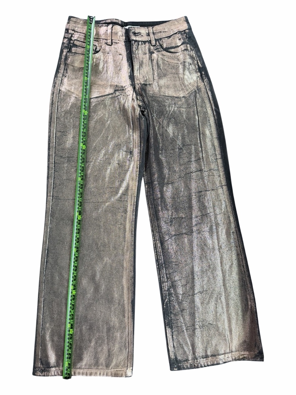 GB Metallic Bronze Wide Leg Pants NWT Glam Statement Jeans - Picture 5 of 13